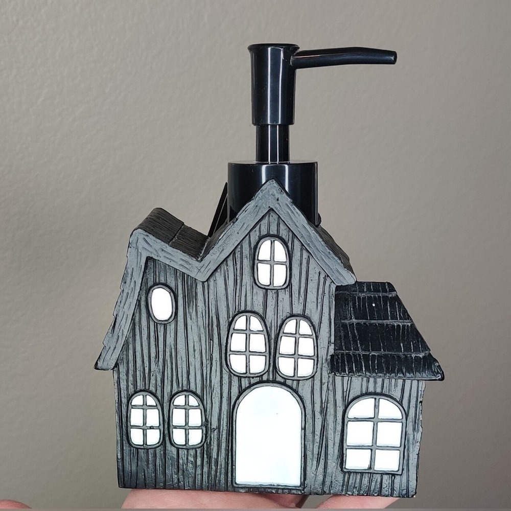 Avanti Black Haunted House Mansion Halloween Soap Pump Dispenser